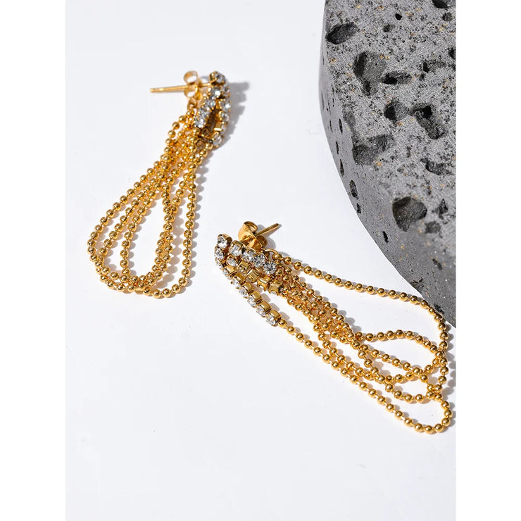 CZ Tassel Chain Earrings