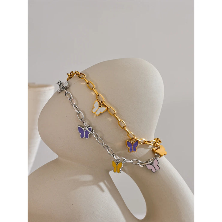 Enamel Butterfly Anklet