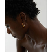 Gold Minimalist Pearl Hoops