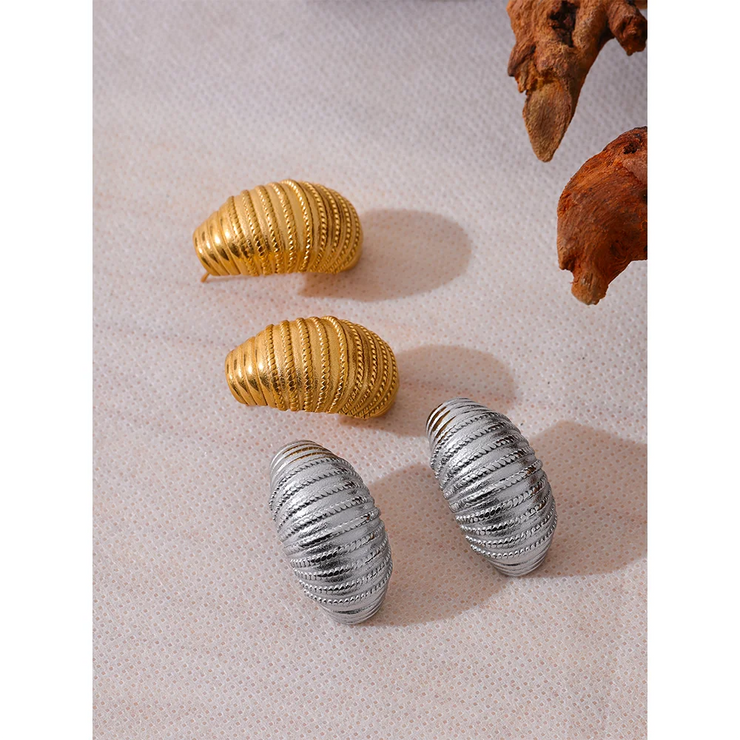 Geometric Croissant Stripe Earrings