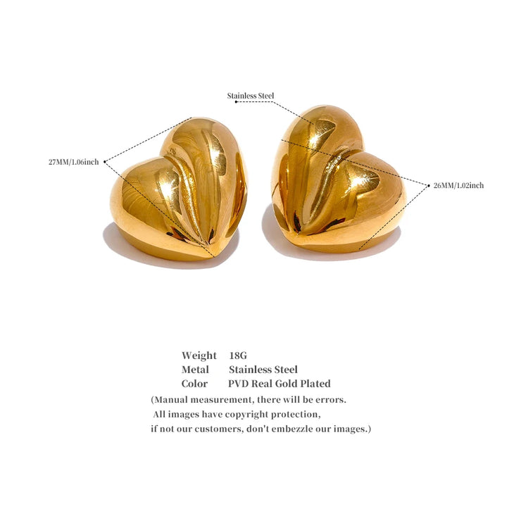 Stainless Steel Heart Stud Earrings