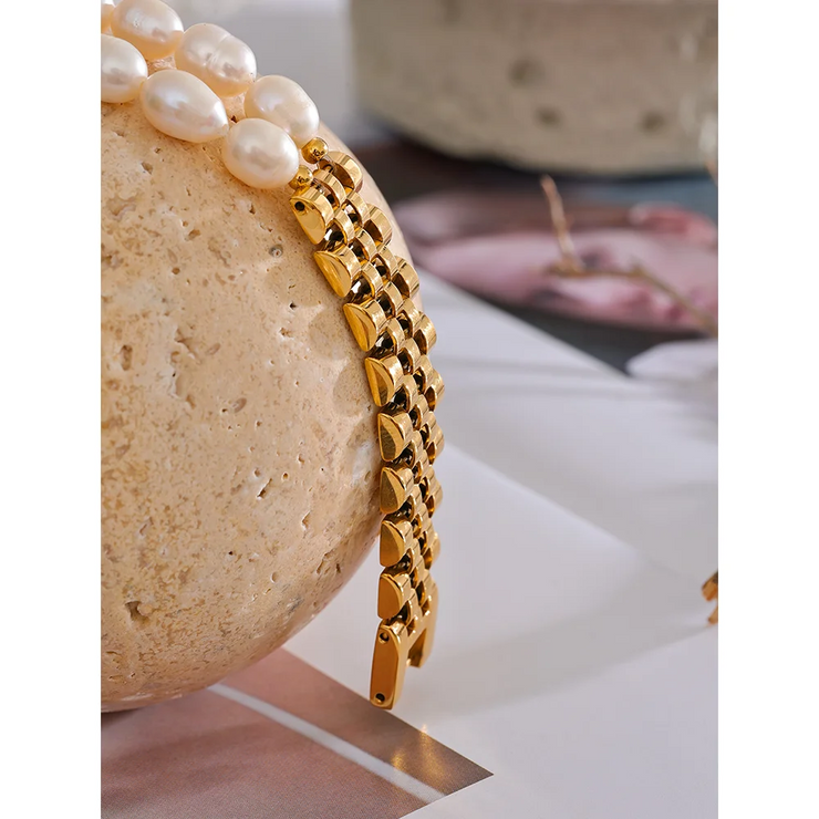 Pearl Cuban Chain Bracelet