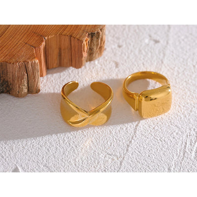 Metal Texture Gold Plated Rings