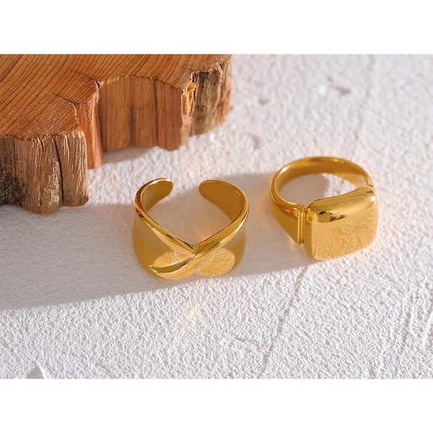 Metal Texture Gold Plated Rings