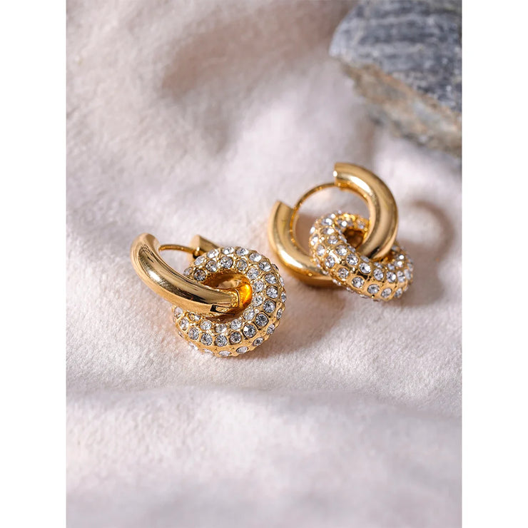 Gold Zirconia Huggie Hoop Earrings