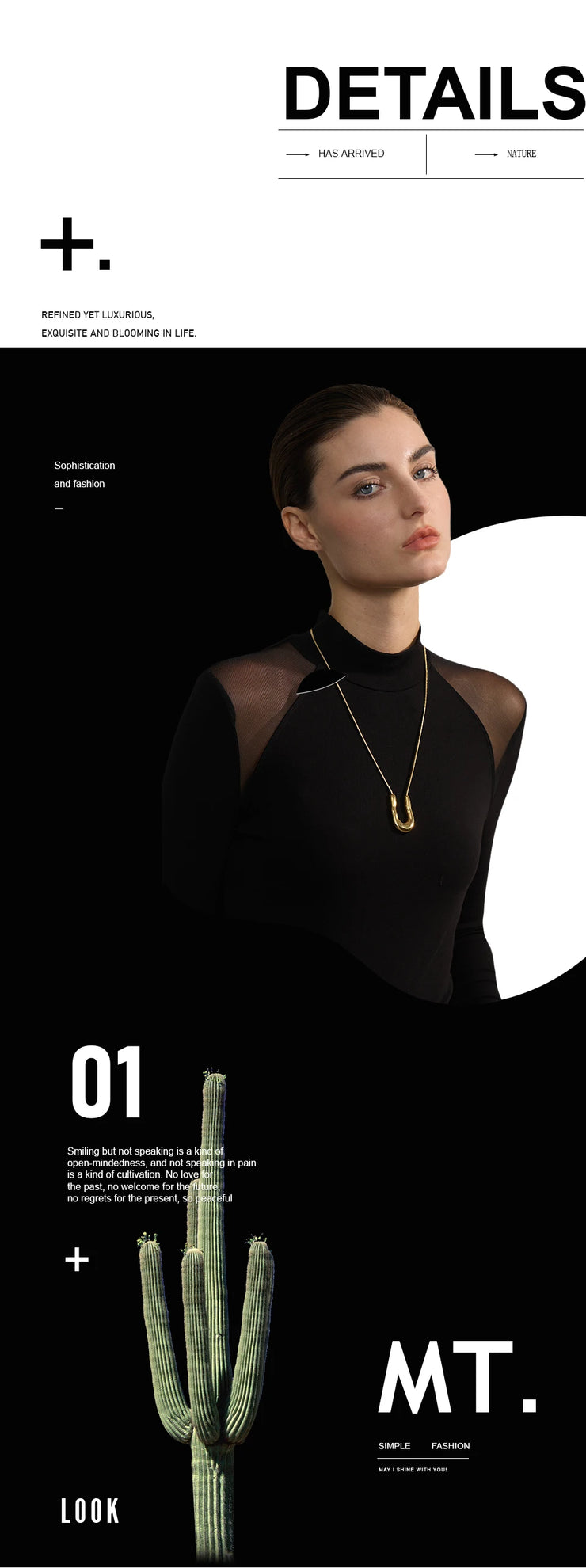 U-Shape gold pendant necklace