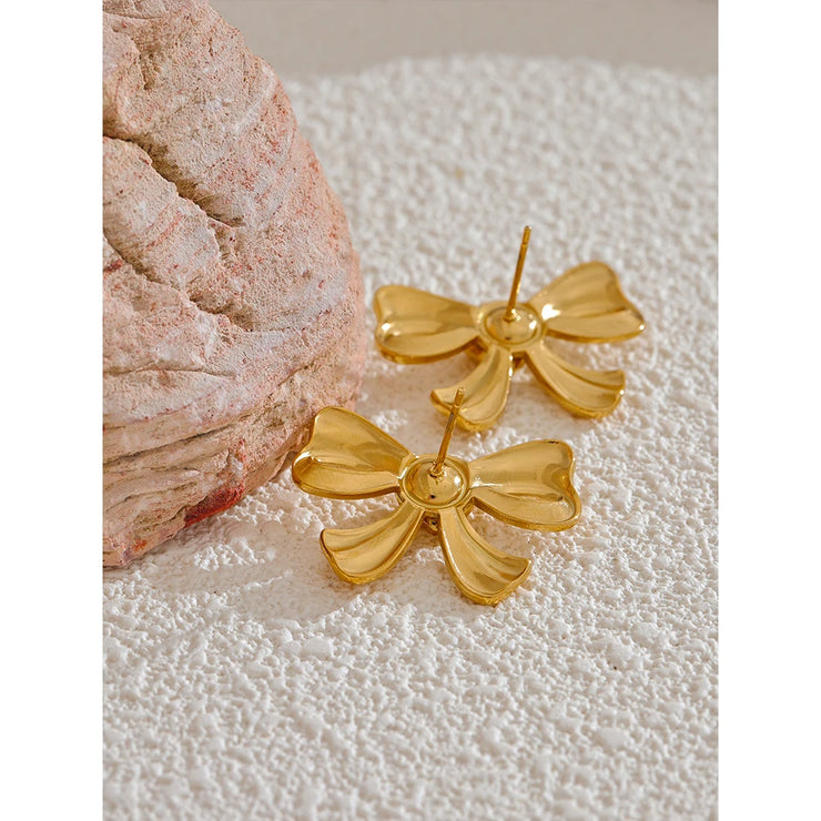 Gold Bow Knot Stud Earrings