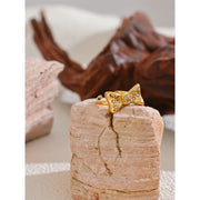 Gold Bow Knot CZ Ring