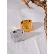 Square Fingerprint Wide Ring