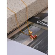 Red Shell Heart Necklace