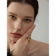 Geometric Hollow Golden Minimalist Ring