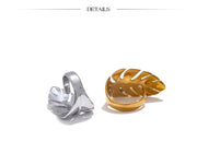 Stylish Design Stainless Steel Metal Leaf Leaves Open Ring Rust Proof Individualistic