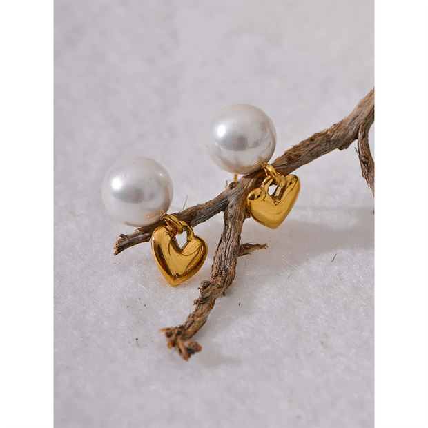 Pearl Heart Drop Earrings