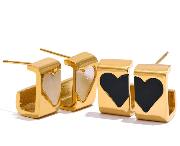 Golden Shell Heart Studs