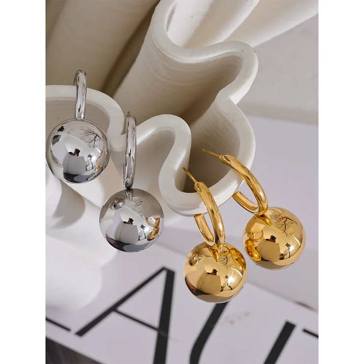 Round Ball Drop Huggie Earrings