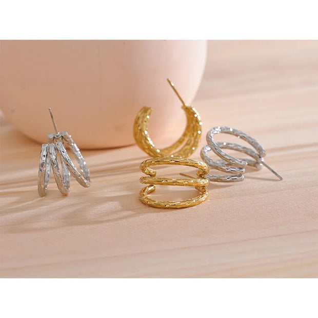 C Shape Geometric Hollow Layered Fashion Earrings