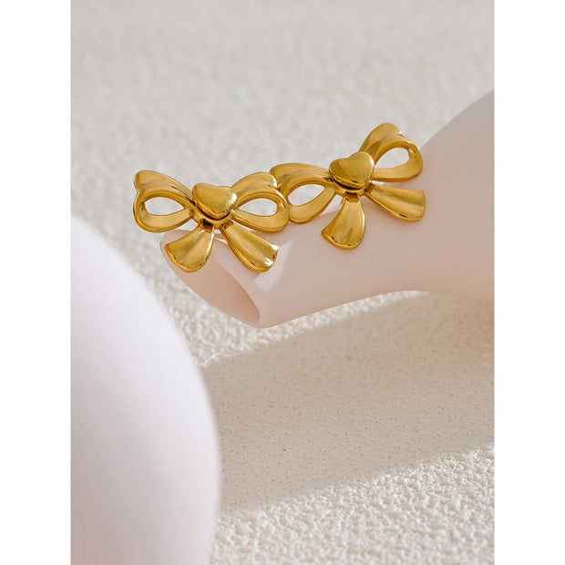 Gold Bow Knot Stud Earrings