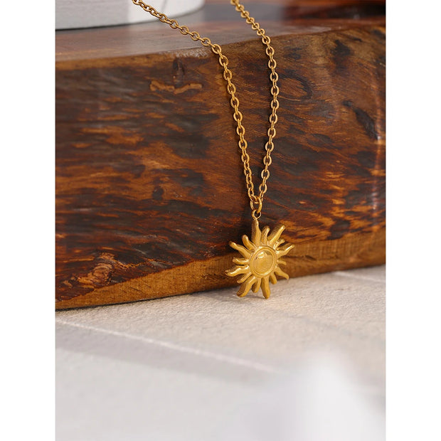 Golden Sun Pendant Necklace