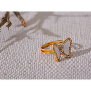 Natural Shell CZ Butterfly Ring