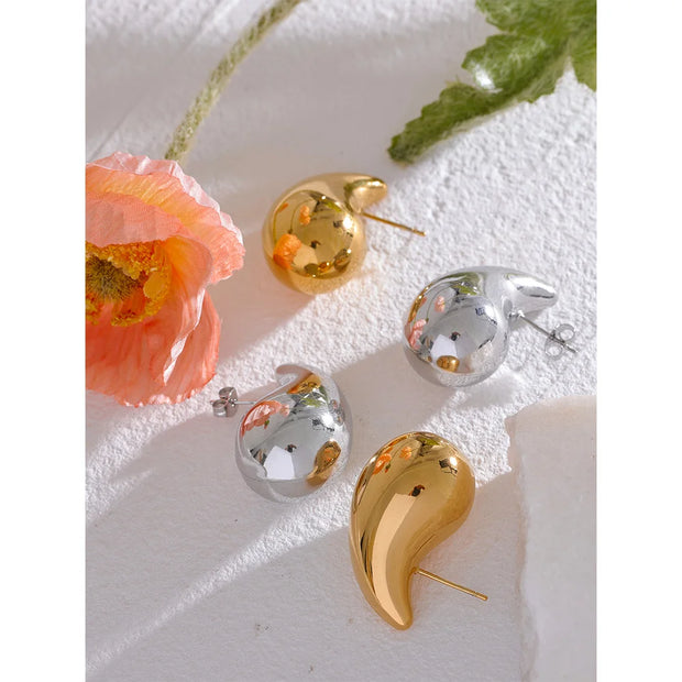 Chunky Water Drop Big Stud Earrings