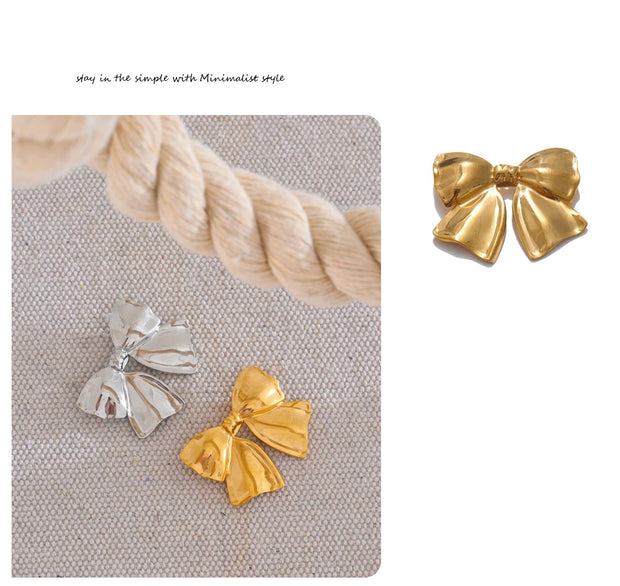 Stainless Steel Bow Knot Brooch