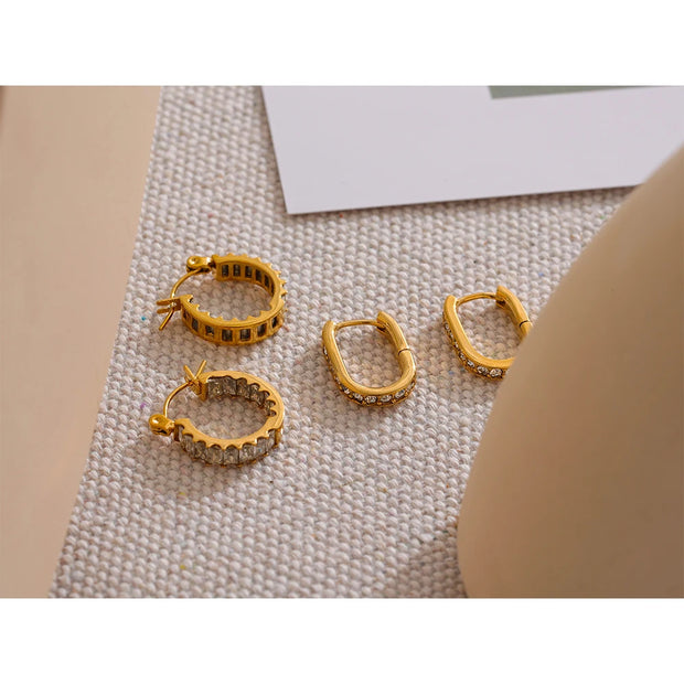 Gold Zirconia Hoop Earrings