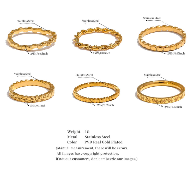 18k Gold Color PVD Plated Thin Ring