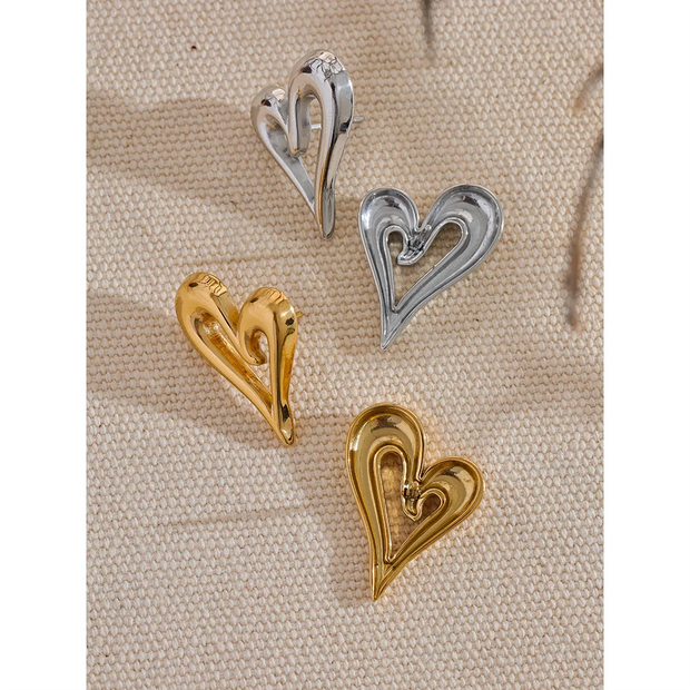 316l Stainless Steel Heart Love Hollow Stud Earrings Prevent Allergy Romantic Trendy Daily Fashion Jewelry for Women Gift Evry Jewelry