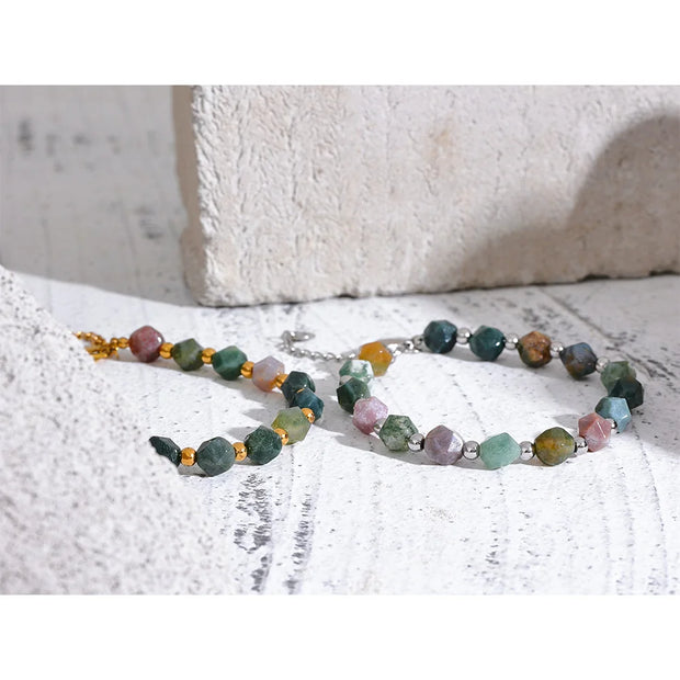 Indian Agate Bead Bracelet