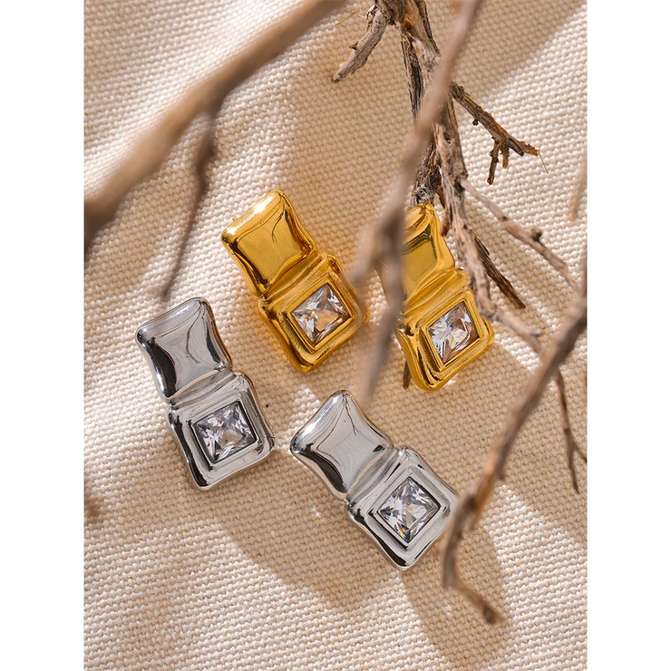 Square Zircon Stud Earrings