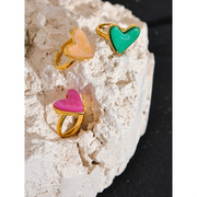 Natural Stone Heart Love Open Ring