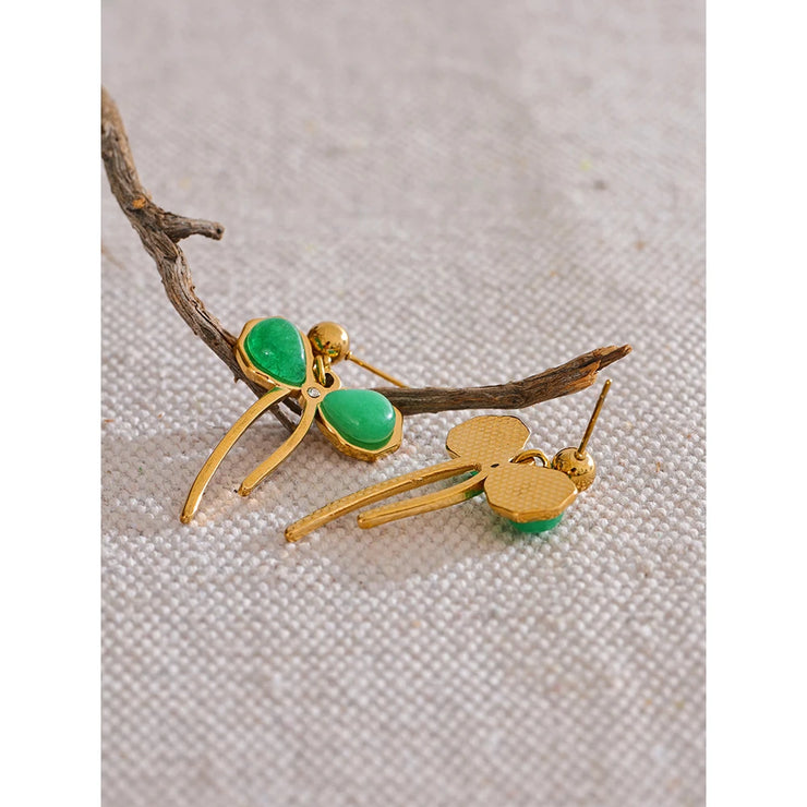 Green Stone Bow Knot Earrings