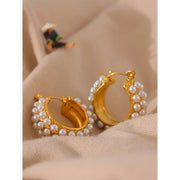 Tarnish-Free Pearl Huggie Earrings