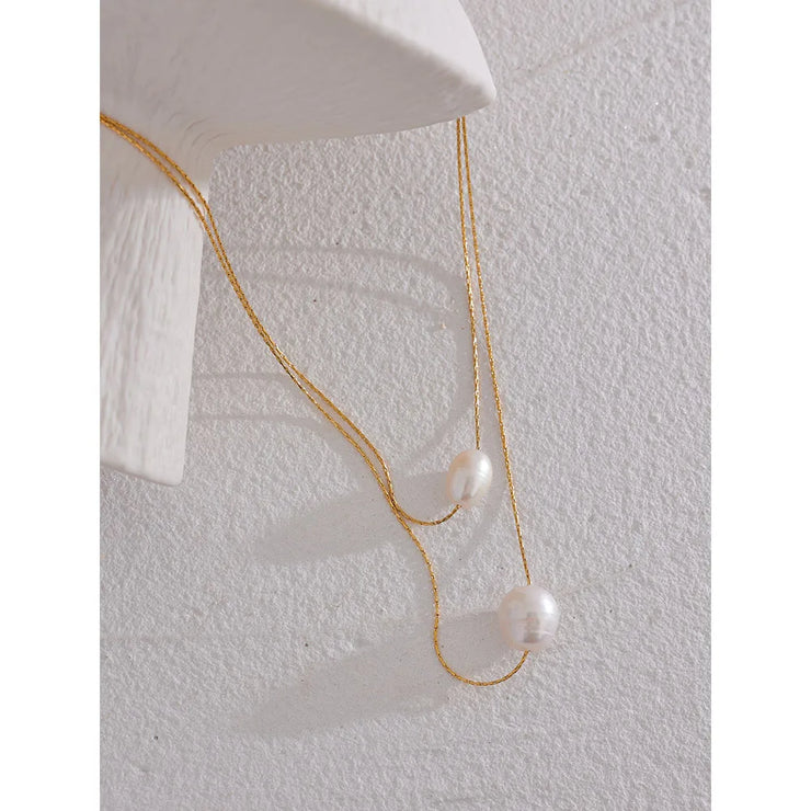 Double Layer Pearl Chain Necklace