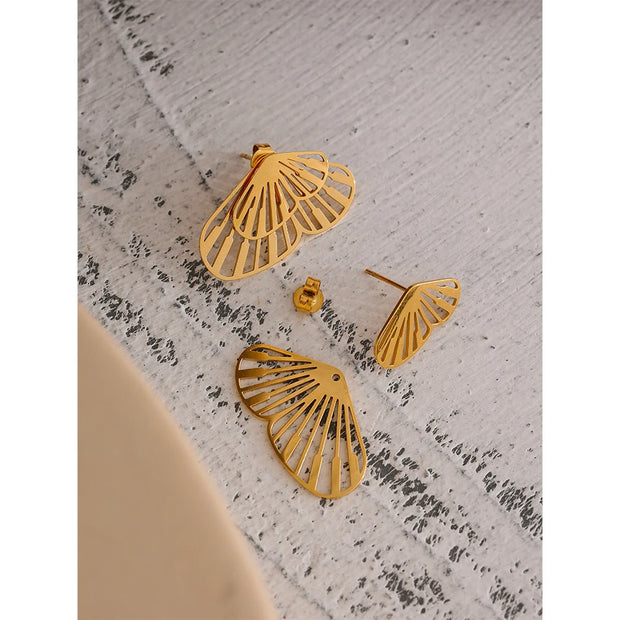 Creative 18k Gold Color Butterfly Metal Stackable Stainless Steel Chic Fashion Stud Earrings Charm Jewelry Korean Women Evry Jewelry