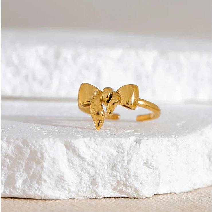 Gold Bow Knot Open Ring