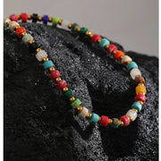 Colorful Stone & Pearl Necklace