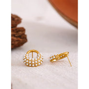 Imitation Pearls Geometric Studs