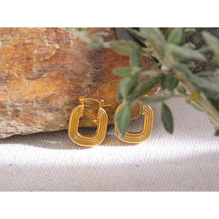 Square Geometric Hoop Earrings