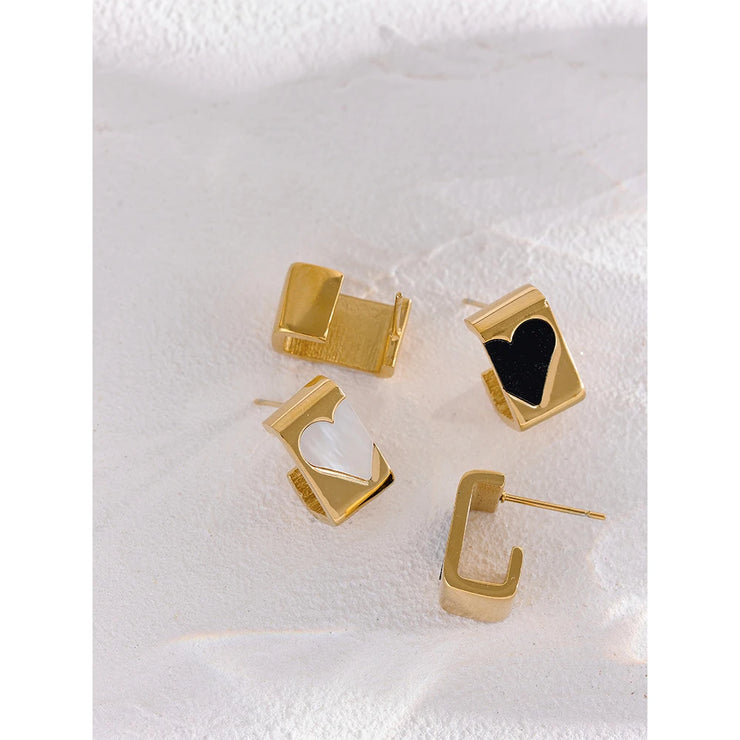 Golden Shell Heart Studs