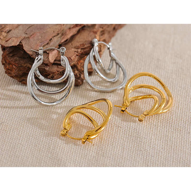 Layered Geometric Hoop Earrings