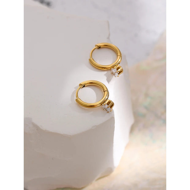 Minimalist Zircon Hoop Earrings