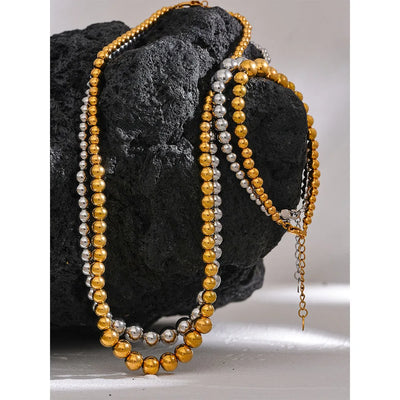 Bold Beads Chain Necklace & Bracelet Set