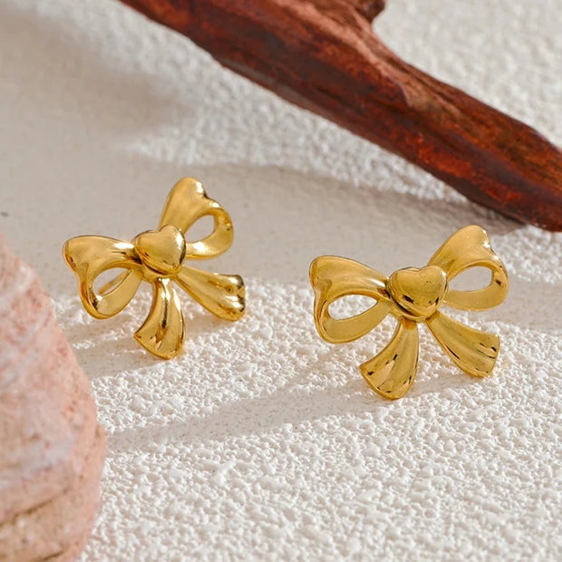 Gold Bow Knot Stud Earrings