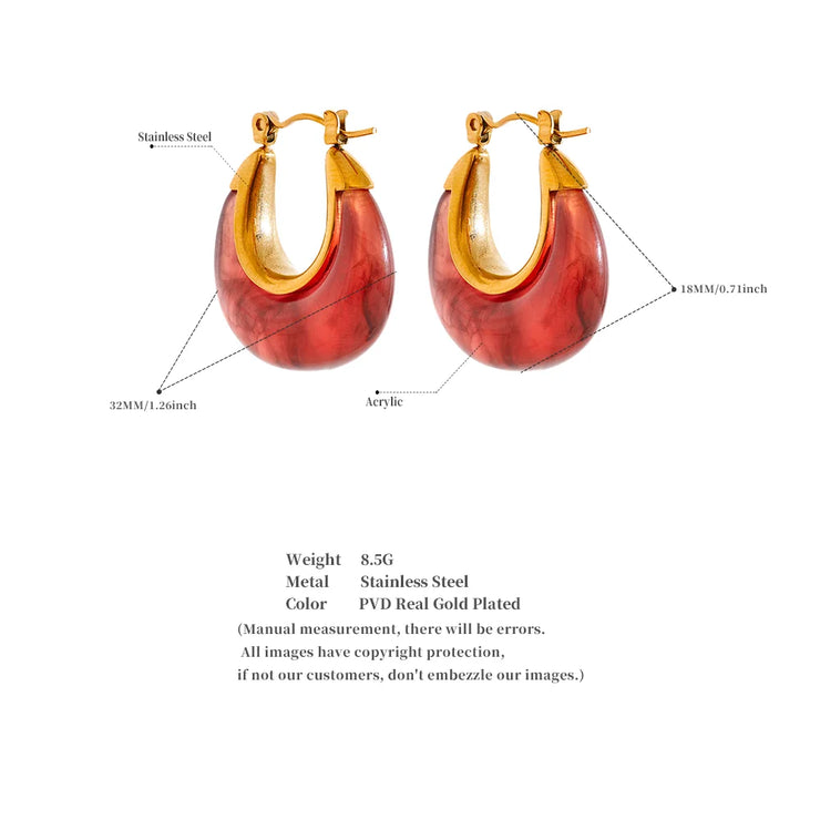 Acetic Acid Resin Hoop Earrings