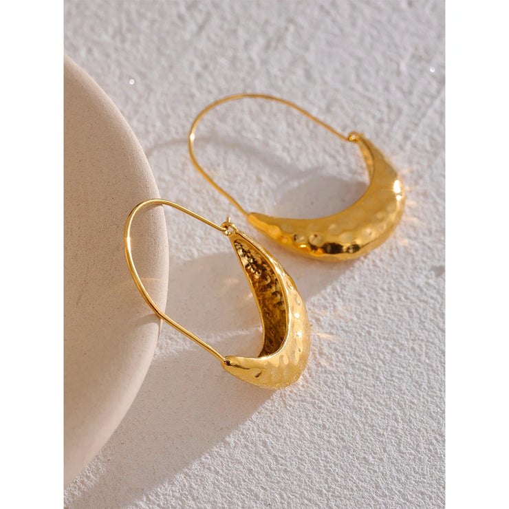 Golden Drop Hoop Earrings