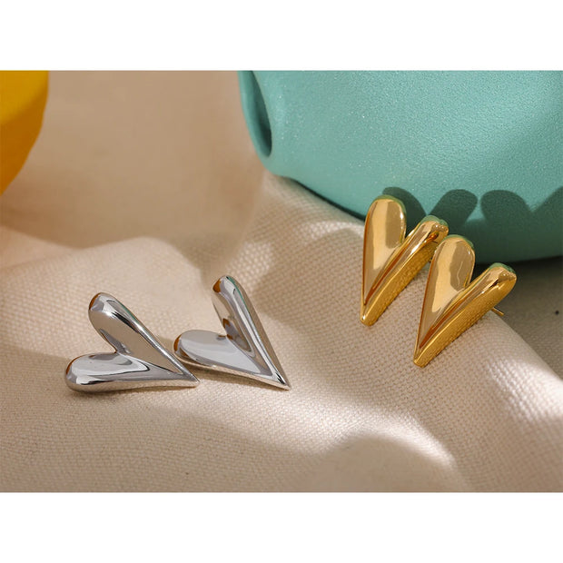 316L Stainless Steel Heart Stud Earrings for Women 18K Gold Color Plated Waterproof Charm Trend Basic Daily Jewelry Gift Evry Jewelry