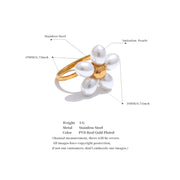 Pearl Flower Adjustable Ring