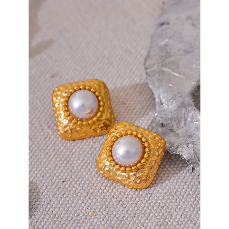 Imitation Pearls Stainless Steel Studs