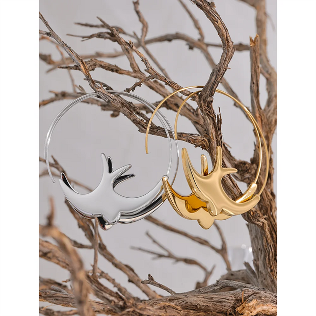 Swallow Bird Thin Hoop Earrings